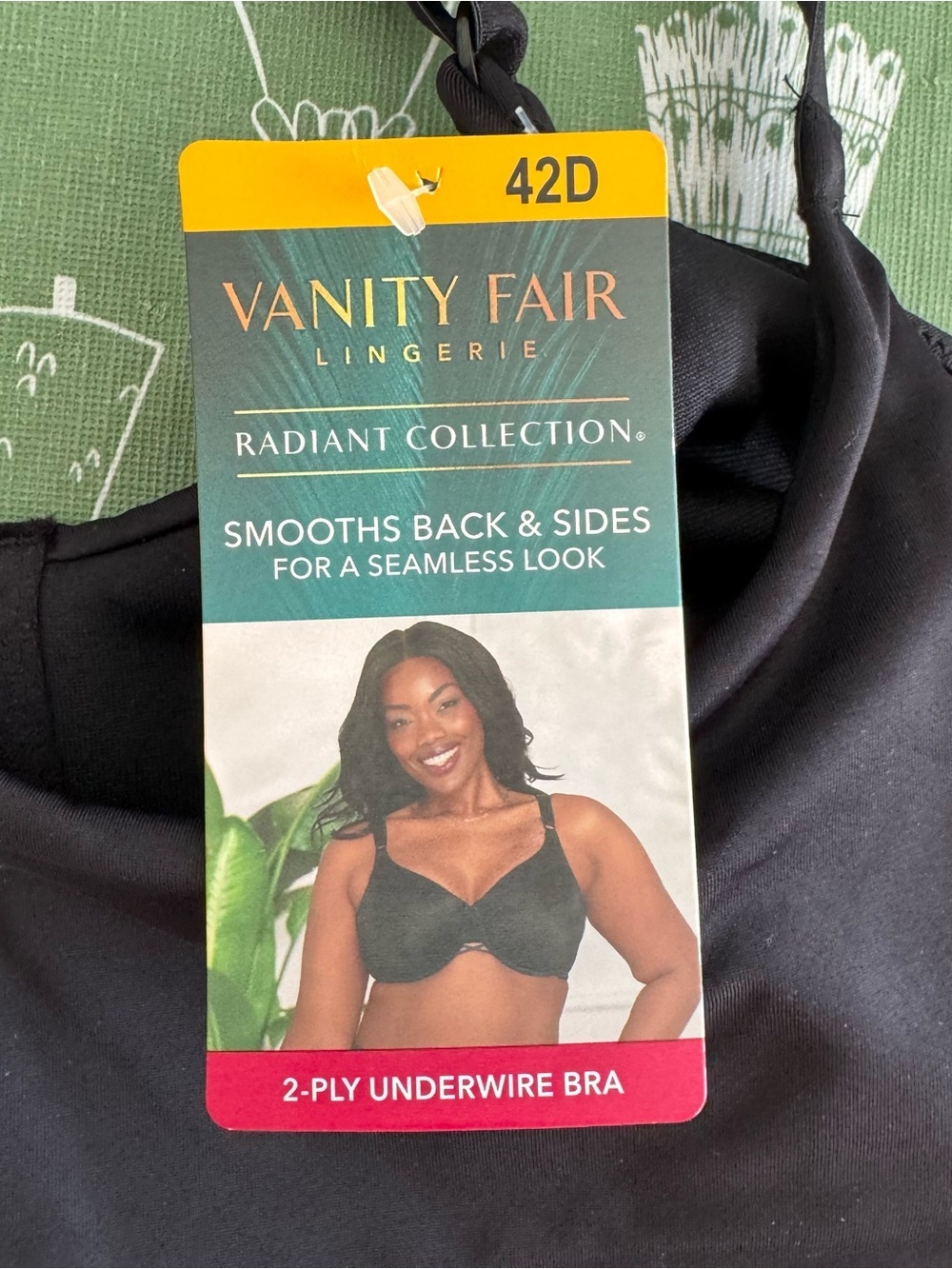 Vanity Fair Radiant 2-Ply Full Coverage Back Smoothing Underwire Bra 42D Black - Picture 12 of 15
